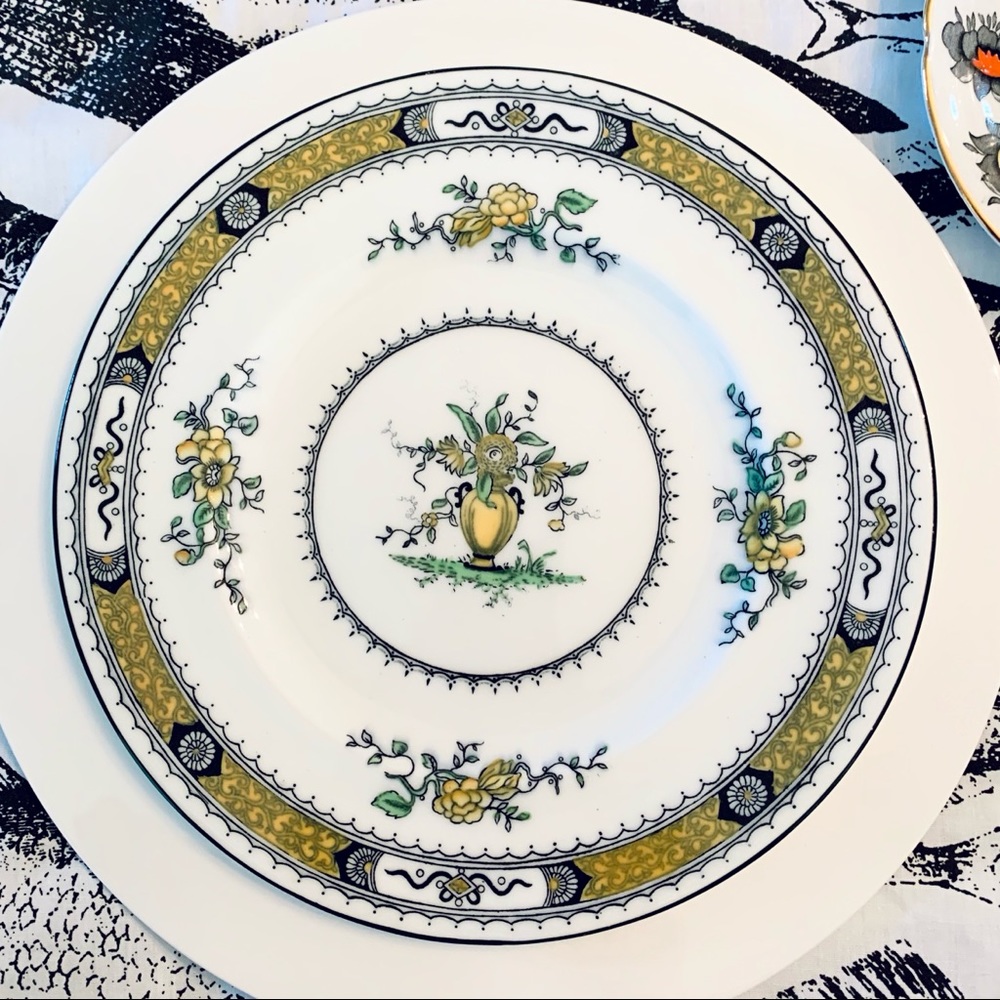 French Noble Coalport dessert plate blk yellow VTG